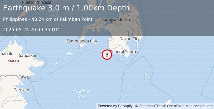 Earthquake CELEBES SEA (3.0 m) (2025-05-24 20:49:35 UTC)