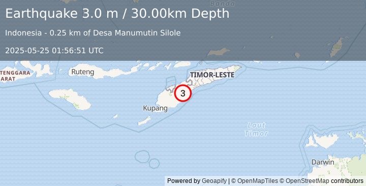 Earthquake TIMOR REGION (3.0 m) (2025-05-25 01:56:51 UTC)