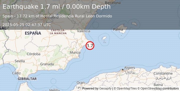 Earthquake SPAIN (1.7 ml) (2025-05-25 02:47:37 UTC)