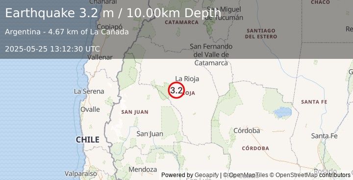 Earthquake LA RIOJA, ARGENTINA (3.2 m) (2025-05-25 13:12:30 UTC)