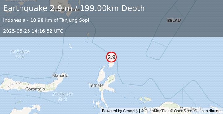 Earthquake HALMAHERA, INDONESIA (2.9 m) (2025-05-25 14:16:52 UTC)