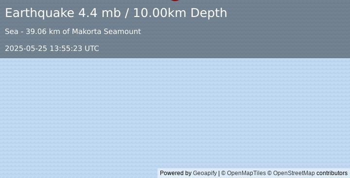 Earthquake NORTH OF SEVERNAYA ZEMLYA (4.4 mb) (2025-05-25 13:55:23 UTC)