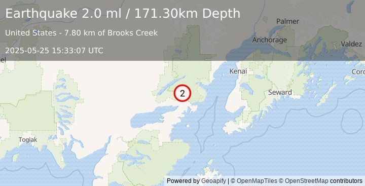 Earthquake SOUTHERN ALASKA (2.0 ml) (2025-05-25 15:33:07 UTC)
