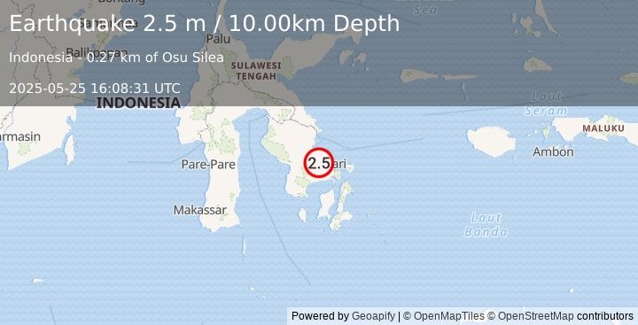 Earthquake SULAWESI, INDONESIA (2.5 m) (2025-05-25 16:08:31 UTC)