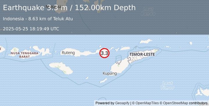 Earthquake FLORES REGION, INDONESIA (3.3 m) (2025-05-25 18:19:49 UTC)