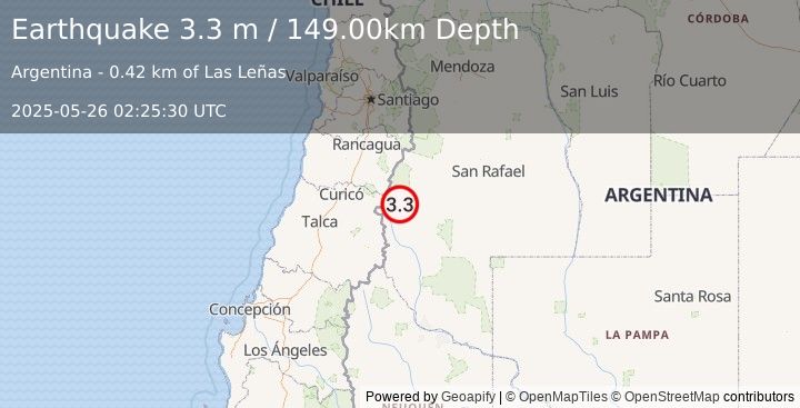 Earthquake MENDOZA, ARGENTINA (3.1 m) (2025-05-26 02:25:49 UTC)