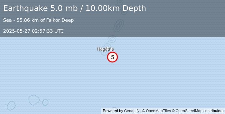 Earthquake GUAM REGION (5.0 mb) (2025-05-27 02:57:33 UTC)