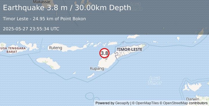 Earthquake TIMOR REGION (3.8 m) (2025-05-27 23:55:34 UTC)
