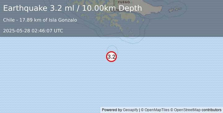 Earthquake DRAKE PASSAGE (3.2 ml) (2025-05-28 02:46:07 UTC)