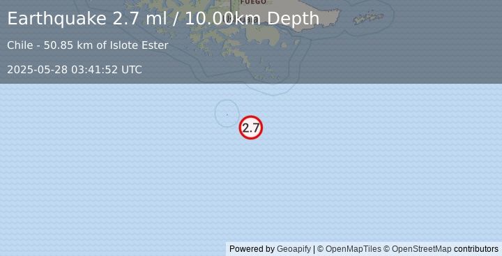 Earthquake DRAKE PASSAGE (2.7 ml) (2025-05-28 03:41:52 UTC)