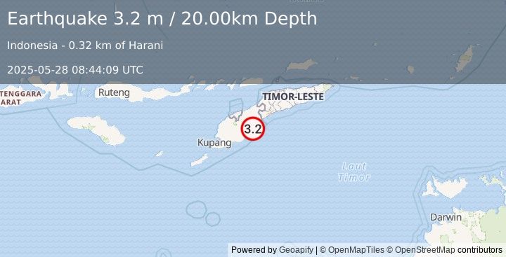 Earthquake TIMOR REGION (3.2 m) (2025-05-28 08:44:09 UTC)