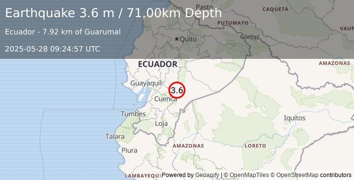 Earthquake ECUADOR (3.6 m) (2025-05-28 09:24:57 UTC)