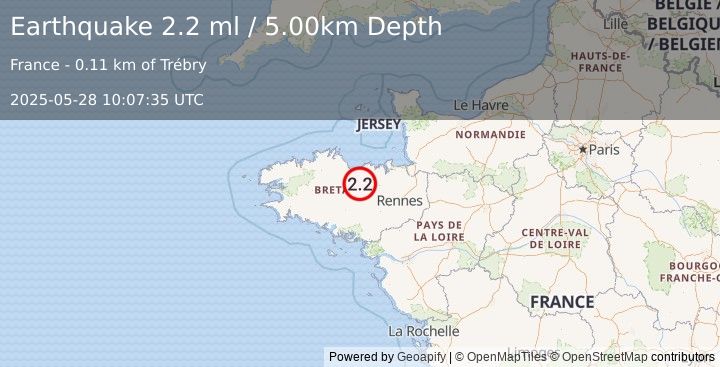 Earthquake FRANCE (2.2 ml) (2025-05-28 10:07:35 UTC)