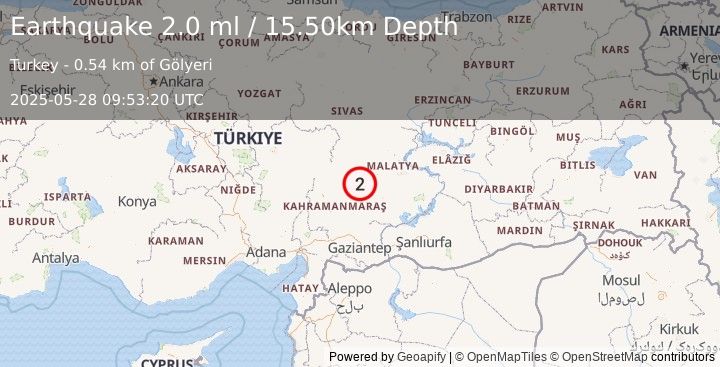 Earthquake CENTRAL TURKEY (2.0 ml) (2025-05-28 09:53:20 UTC)
