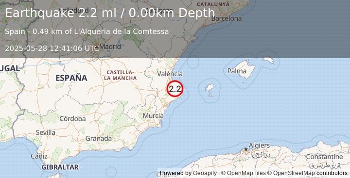 Earthquake SPAIN (2.2 ml) (2025-05-28 12:41:06 UTC)