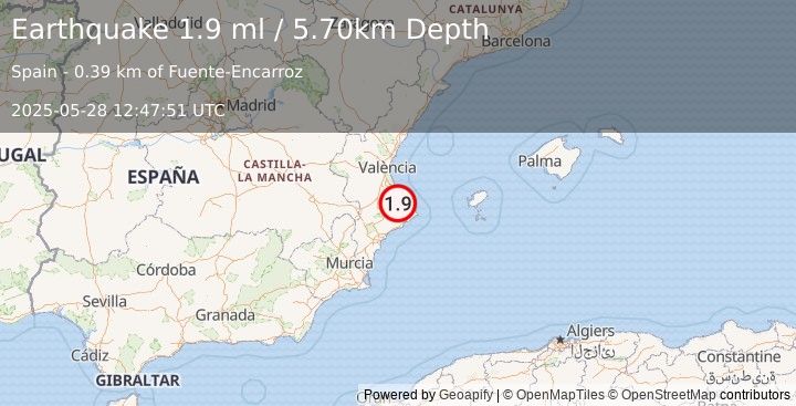 Earthquake SPAIN (1.9 ml) (2025-05-28 12:47:51 UTC)