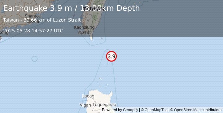 Earthquake BATAN ISL REGION, PHILIPPINES (3.9 m) (2025-05-28 14:57:27 UTC)