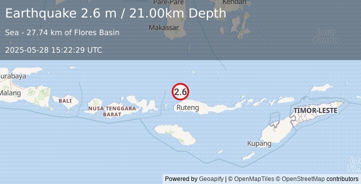 Earthquake FLORES SEA (2.6 m) (2025-05-28 15:22:29 UTC)