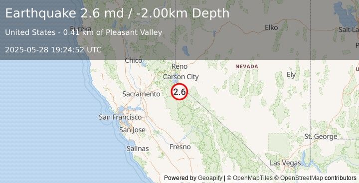 Earthquake NORTHERN CALIFORNIA (2.4 md) (2025-05-28 19:24:51 UTC)