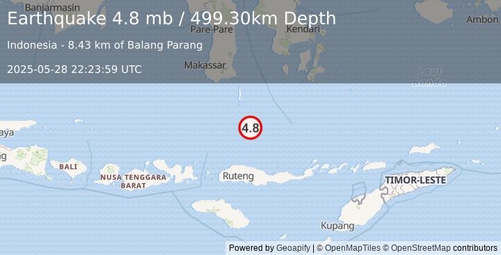 Earthquake FLORES SEA (4.8 mb) (2025-05-28 22:23:59 UTC)