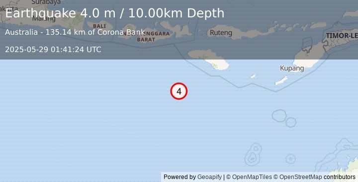Earthquake SOUTH OF SUMBAWA, INDONESIA (4.0 m) (2025-05-29 01:41:24 UTC)