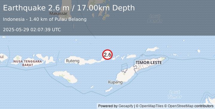 Earthquake FLORES REGION, INDONESIA (2.6 m) (2025-05-29 02:07:39 UTC)