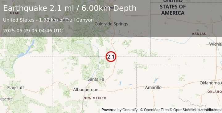 Earthquake NEW MEXICO (2.1 ml) (2025-05-29 05:04:46 UTC)