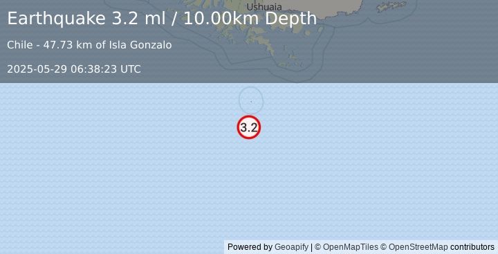 Earthquake DRAKE PASSAGE (3.2 ml) (2025-05-29 06:38:23 UTC)