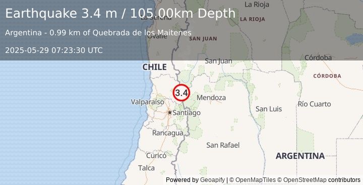 Earthquake MENDOZA, ARGENTINA (3.4 m) (2025-05-29 07:23:30 UTC)