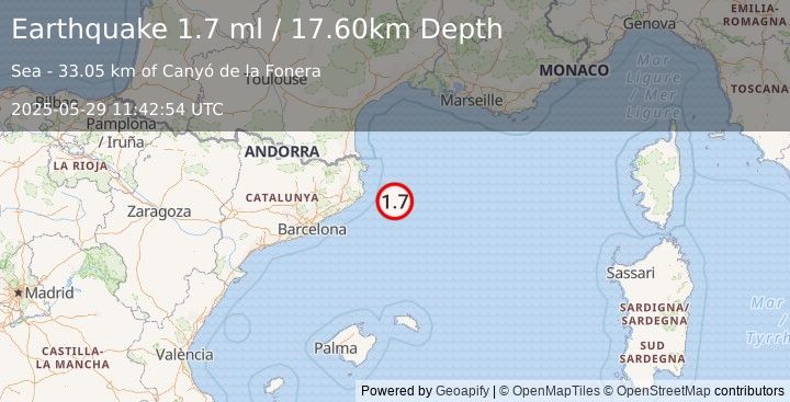 Earthquake SPAIN (1.7 ml) (2025-05-29 11:42:54 UTC)