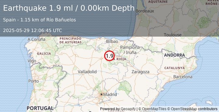 Earthquake SPAIN (1.9 ml) (2025-05-29 12:06:45 UTC)
