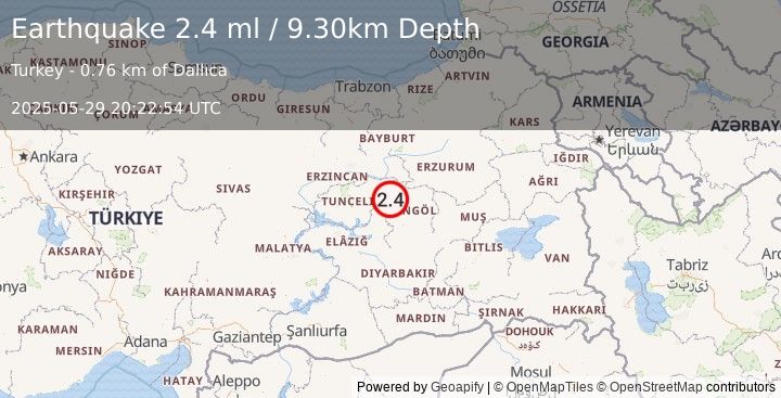 Earthquake EASTERN TURKEY (2.4 ml) (2025-05-29 20:22:54 UTC)