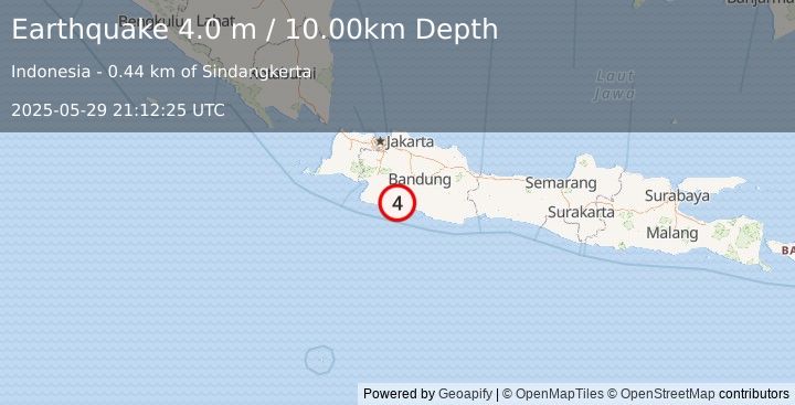 Earthquake JAVA, INDONESIA (4.0 m) (2025-05-29 21:12:25 UTC)