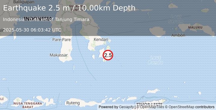 Earthquake BANDA SEA (2.5 m) (2025-05-30 06:03:42 UTC)