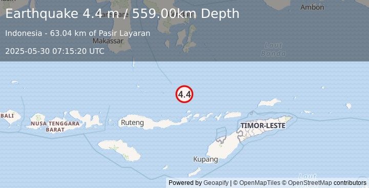 Earthquake FLORES SEA (4.4 m) (2025-05-30 07:15:20 UTC)