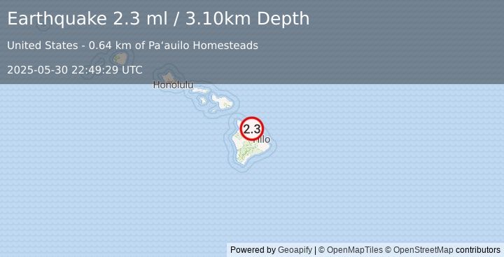 Earthquake HAWAII REGION, HAWAII (2.3 ml) (2025-05-30 22:49:29 UTC)