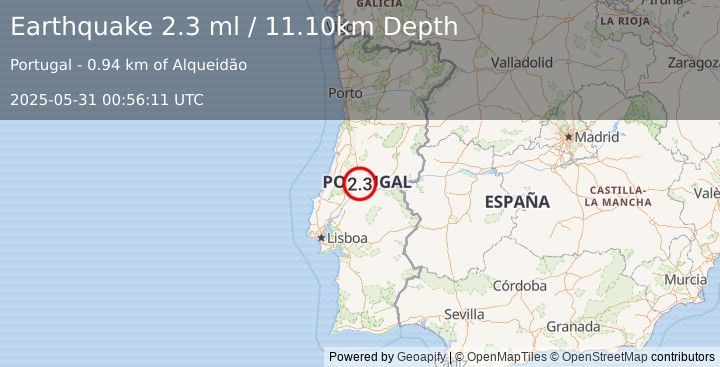 Earthquake PORTUGAL (2.3 ml) (2025-05-31 00:56:11 UTC)