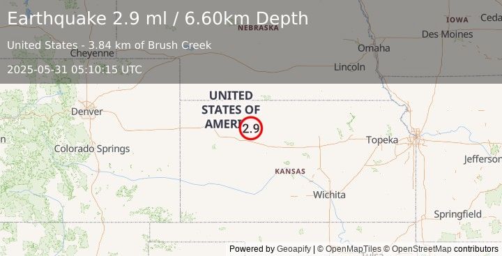 Earthquake KANSAS (2.9 ml) (2025-05-31 05:10:15 UTC)