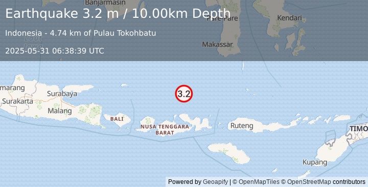 Earthquake BALI SEA (3.2 m) (2025-05-31 06:38:39 UTC)