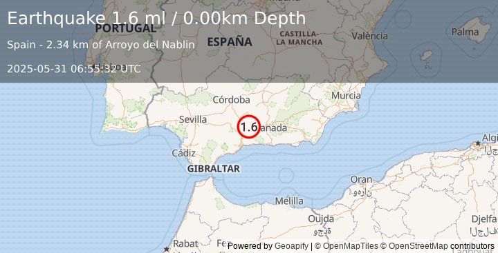 Earthquake SPAIN (1.6 ml) (2025-05-31 06:55:32 UTC)