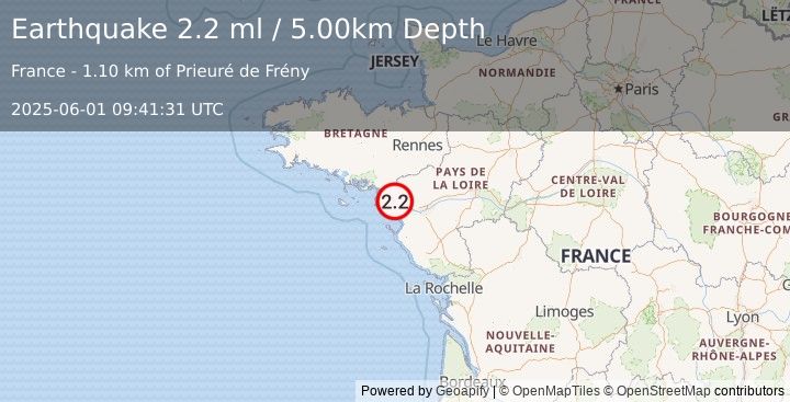 Earthquake FRANCE (2.2 ml) (2025-06-01 09:41:31 UTC)