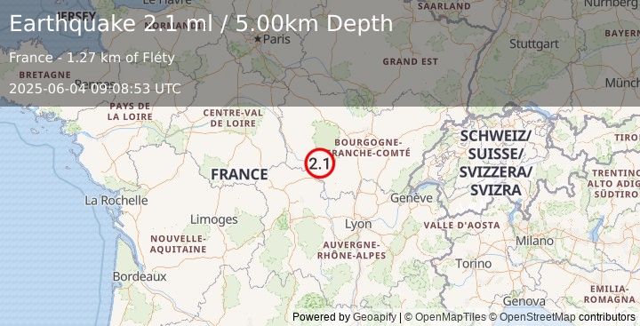 Earthquake FRANCE (2.1 ml) (2025-06-04 09:08:53 UTC)