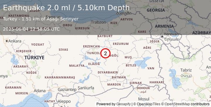 Earthquake EASTERN TURKEY (2.0 ml) (2025-06-04 12:58:05 UTC)