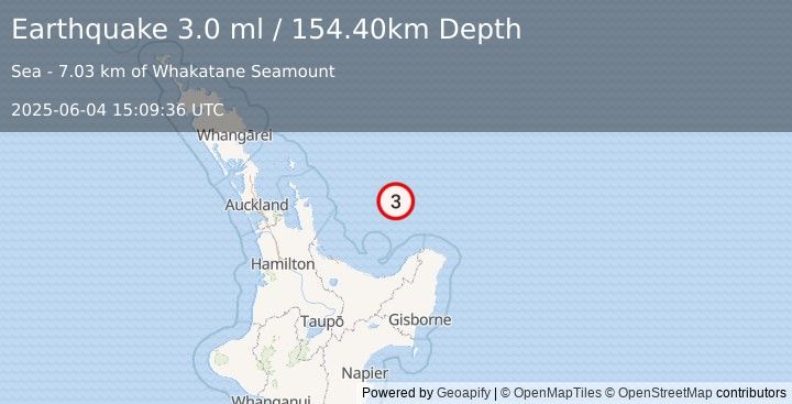 Earthquake OFF E. COAST OF N. ISLAND, N.Z. (3.0 ml) (2025-06-04 15:09:36 UTC)