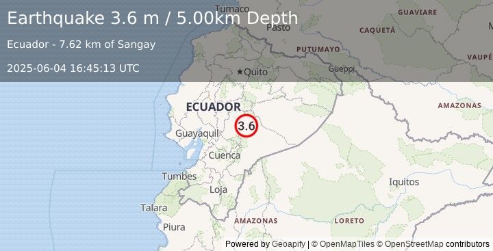 Earthquake ECUADOR (3.6 m) (2025-06-04 16:45:13 UTC)