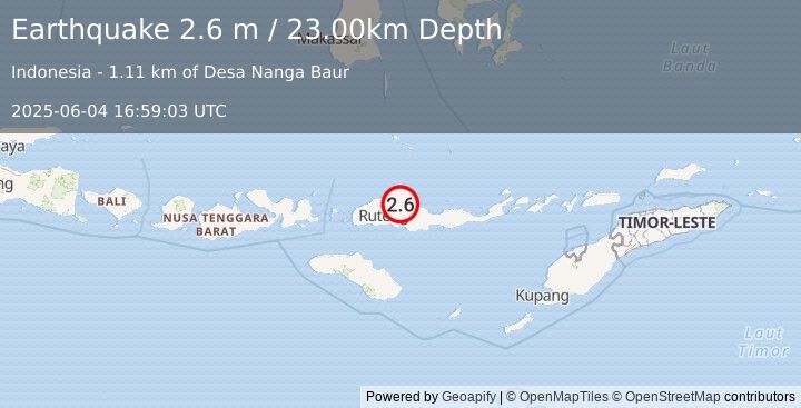 Earthquake FLORES REGION, INDONESIA (2.6 m) (2025-06-04 16:59:03 UTC)