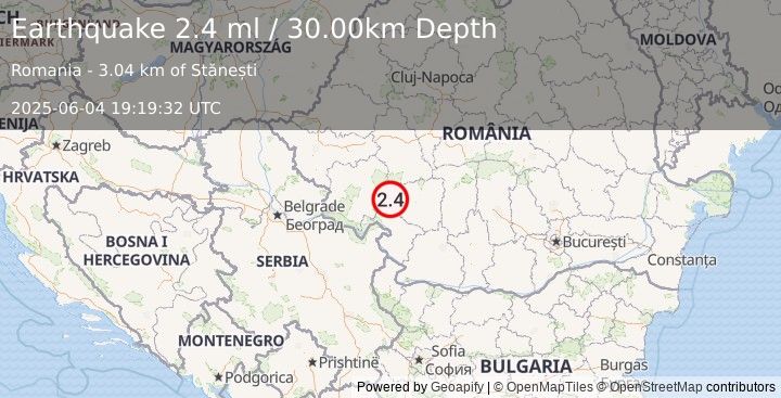 Earthquake ROMANIA (2.4 ml) (2025-06-04 19:19:32 UTC)