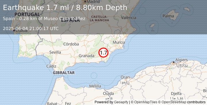 Earthquake SPAIN (1.7 ml) (2025-06-04 21:00:17 UTC)