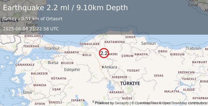 Earthquake CENTRAL TURKEY (2.2 ml) (2025-06-04 21:22:57 UTC)