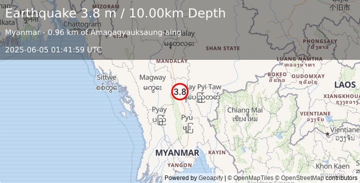 Earthquake MYANMAR (3.8 m) (2025-06-05 01:41:59 UTC)
